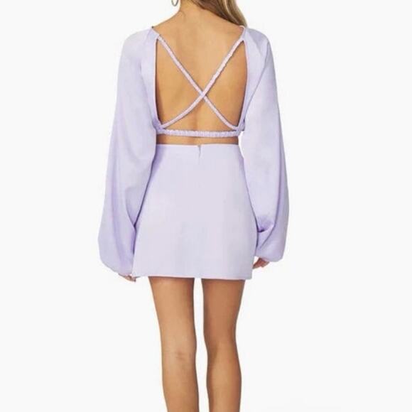 WeWoreWhat Revolve Billow Sleeve Top Heather Purple NWT Sz XL - Picture 3 of 5